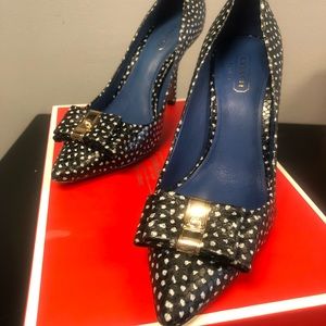 Coach faux snake polka dot heels size 6